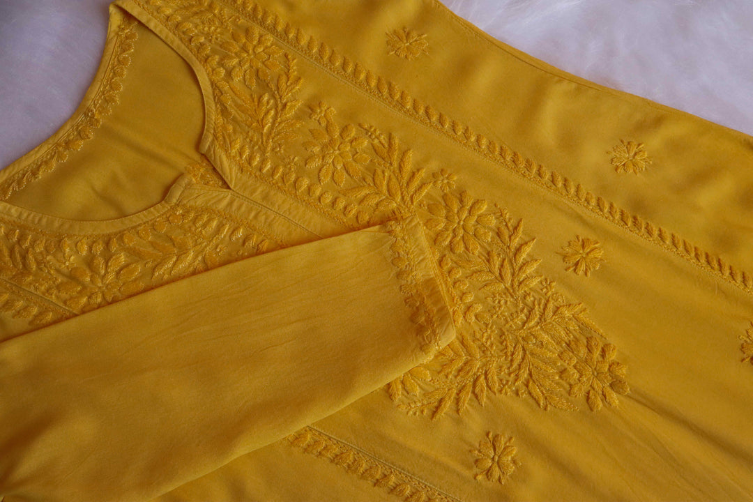 Zainab Mustard Ombre Long Rayon Kurta