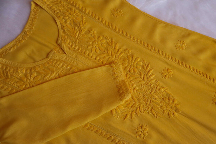 Zainab Mustard Ombre Long Rayon Kurta