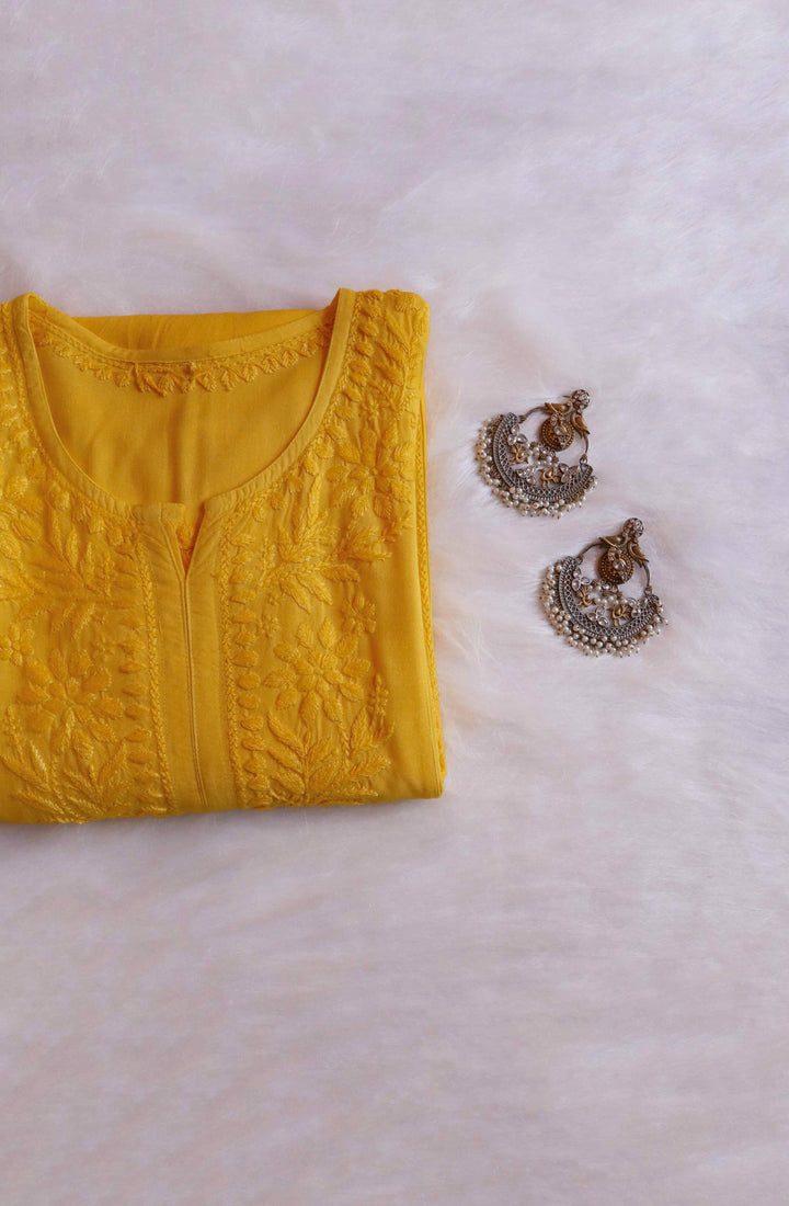 Zainab Mustard Ombre Long Rayon Kurta