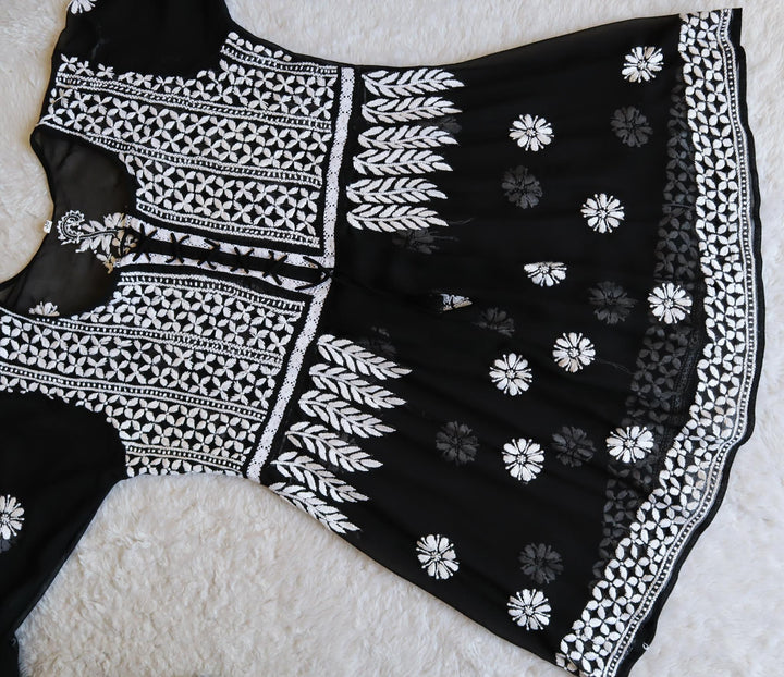 Black & White Georgette Lace Frock