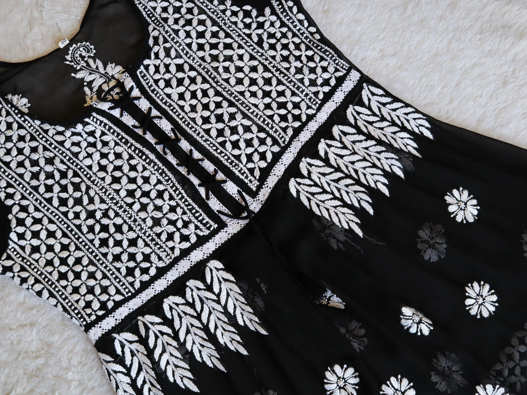 Black & White Georgette Lace Frock
