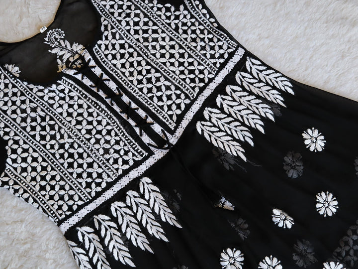 Black & White Georgette Lace Frock