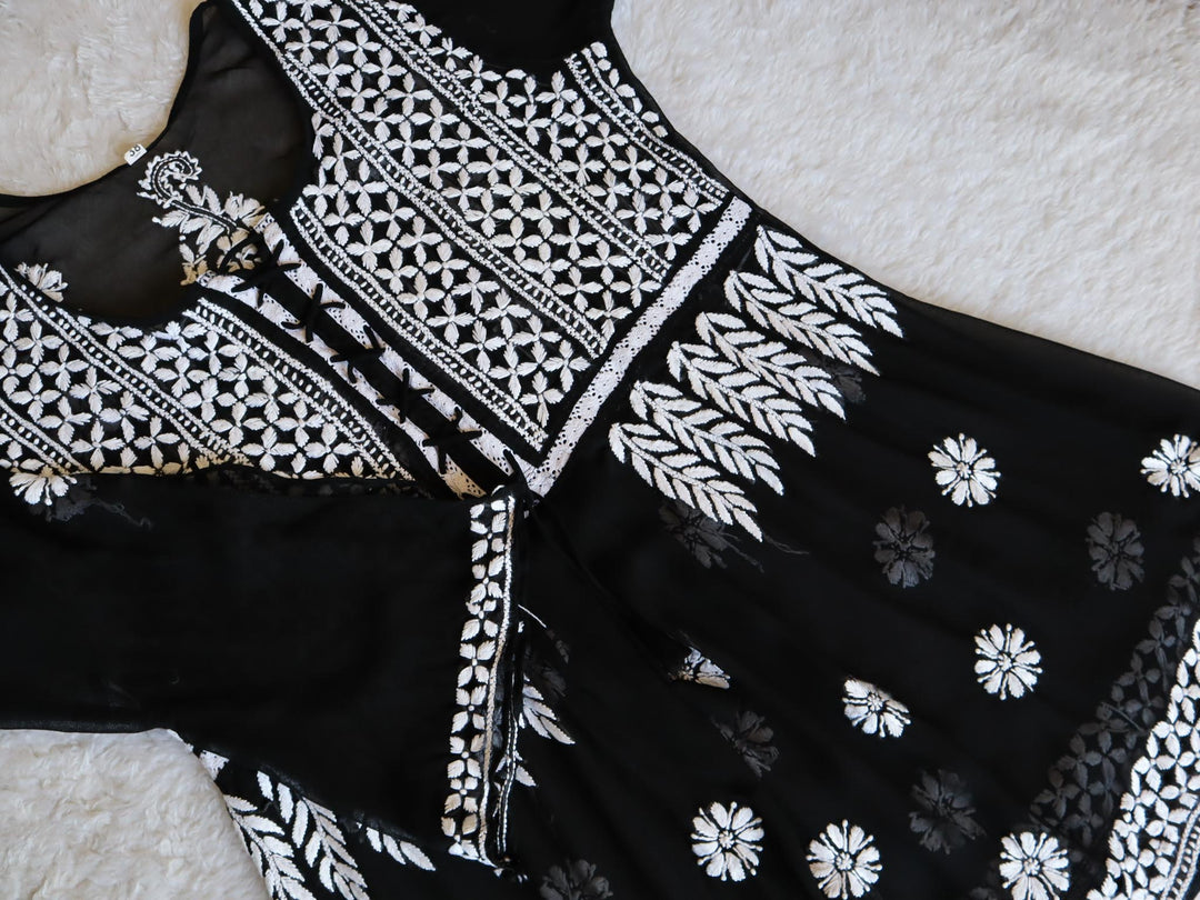 Black & White Georgette Lace Frock