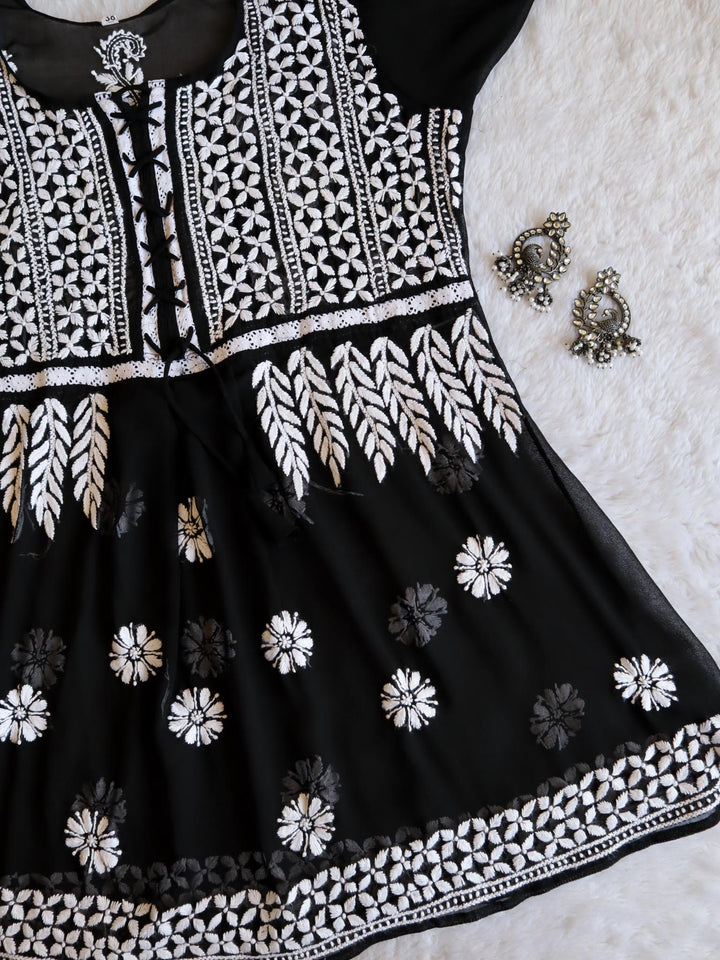 Black & White Georgette Lace Frock