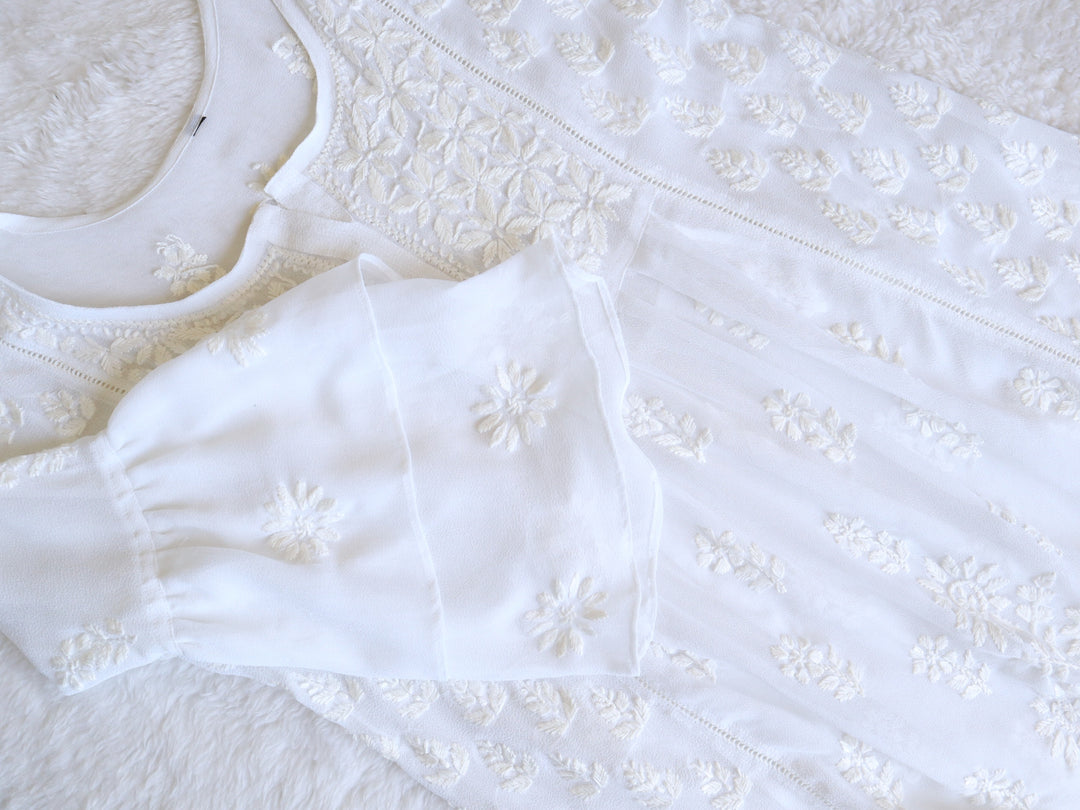 White Lace Georgette Frock