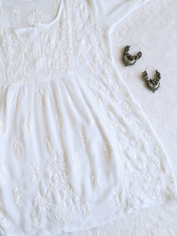 White Lace Georgette Frock