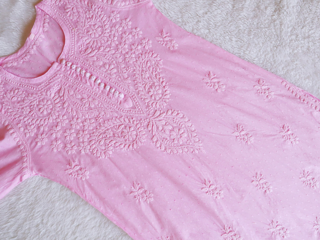 Nazakat Baby Pink Cotton Kurta