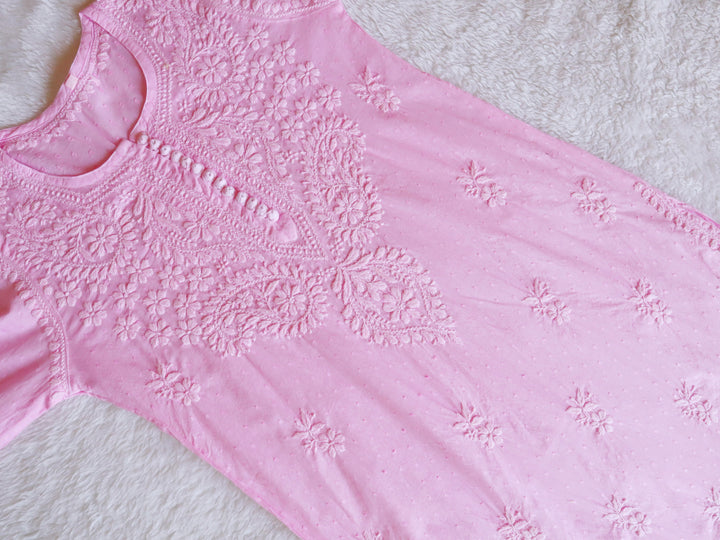 Nazakat Baby Pink Cotton Kurta