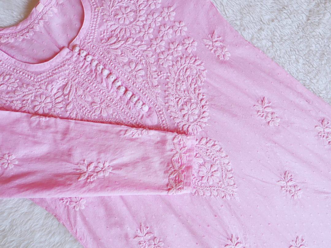 Nazakat Baby Pink Cotton Kurta