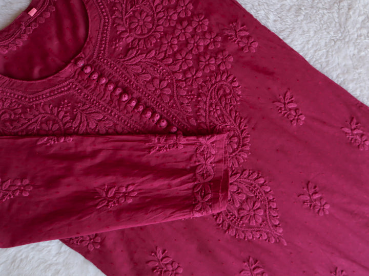 Nazakat Deep Pink Cotton Kurta