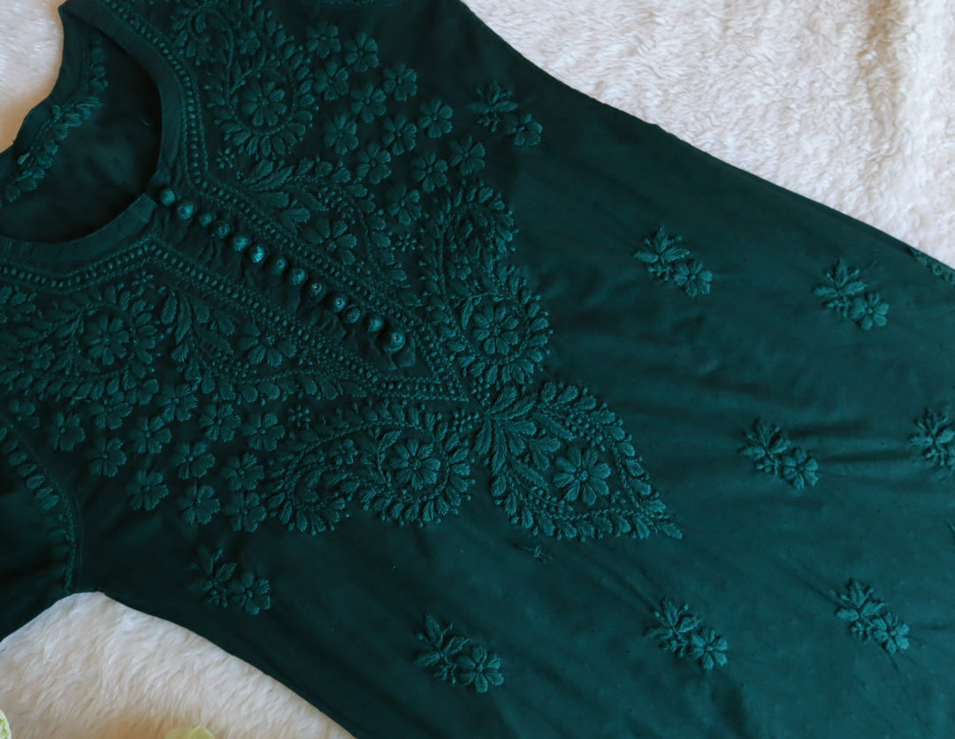 Nazakat Deep Green Cotton Kurta
