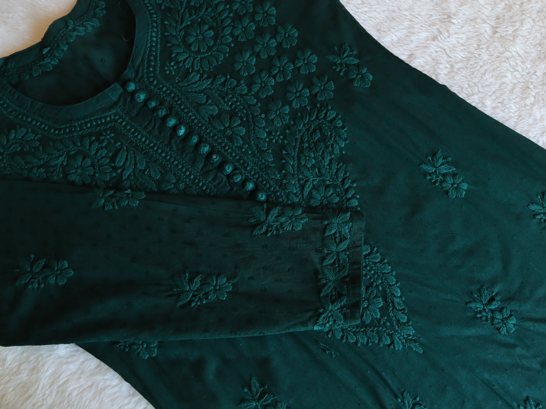 Nazakat Deep Green Cotton Kurta