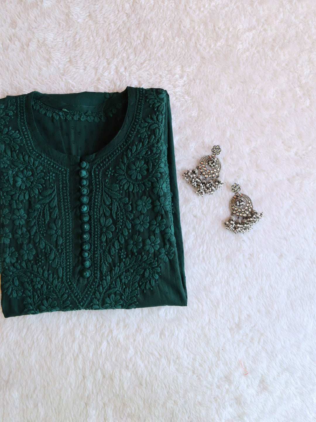 Nazakat Deep Green Cotton Kurta
