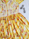 Yellow Floral Mulmul Fit &amp; flare Dress