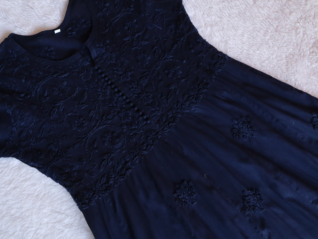 Nazakat Navy Blue A-line Kali Dress