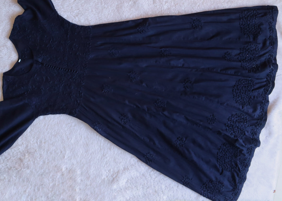 Nazakat Navy Blue A-line Kali Dress