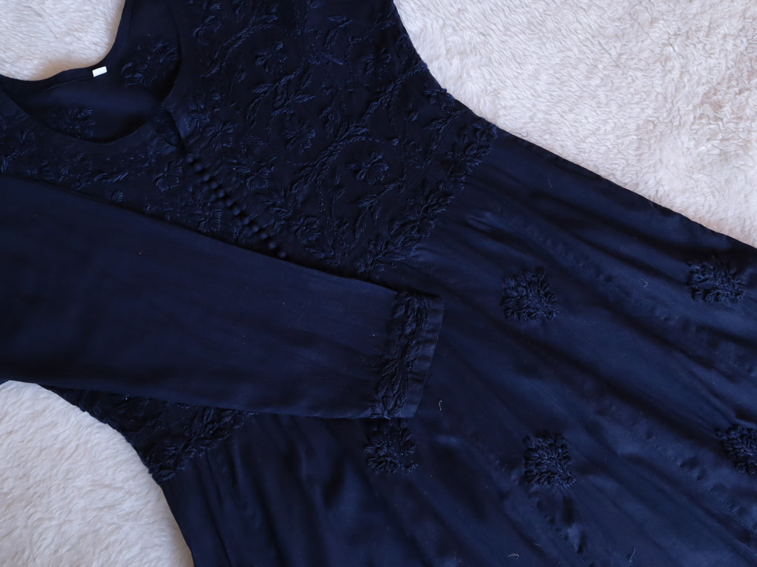 Nazakat Navy Blue A-line Kali Dress