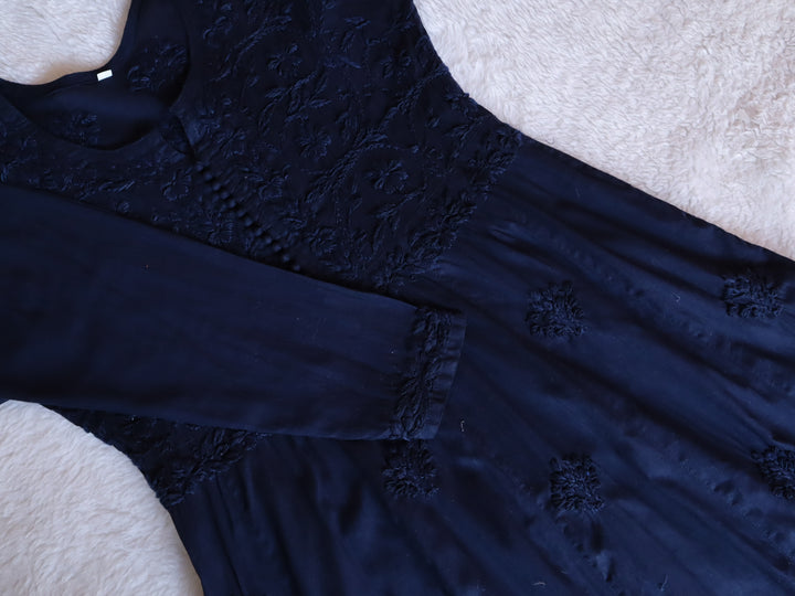 Nazakat Navy Blue A-line Kali Dress