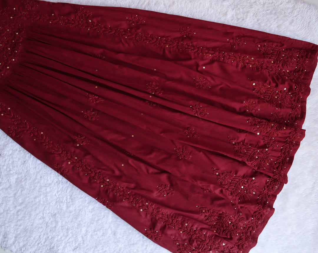 Nazakat Maroon Mukaish Dress