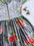Grey & Red Floral Garden Mulmul Fit and Flare Long Dress