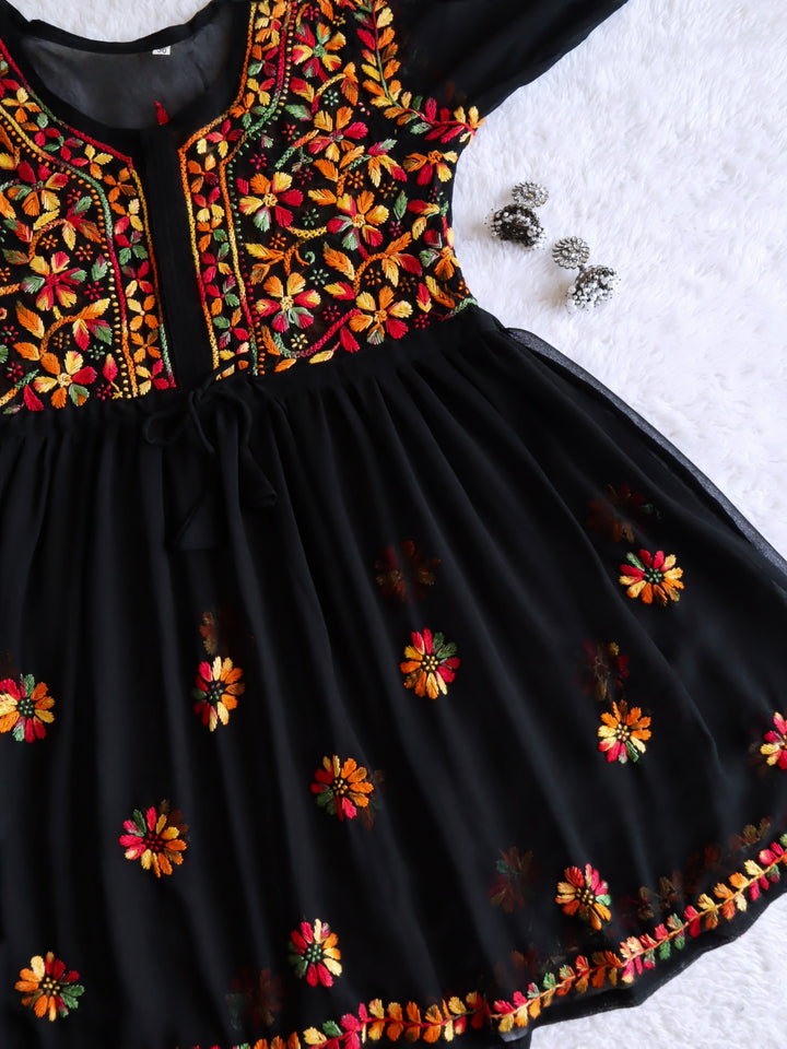 Black & Multi Georgette frock