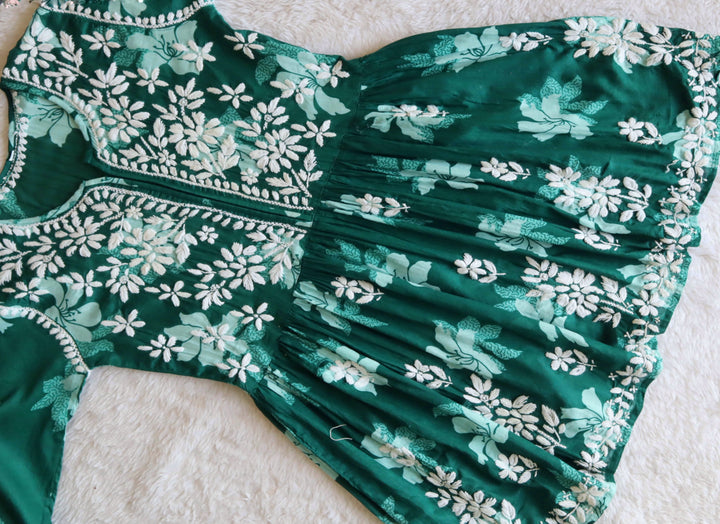 Green Floral Mulmul Frock