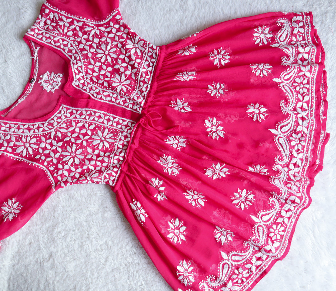 Deep Pink & White Georgette frock
