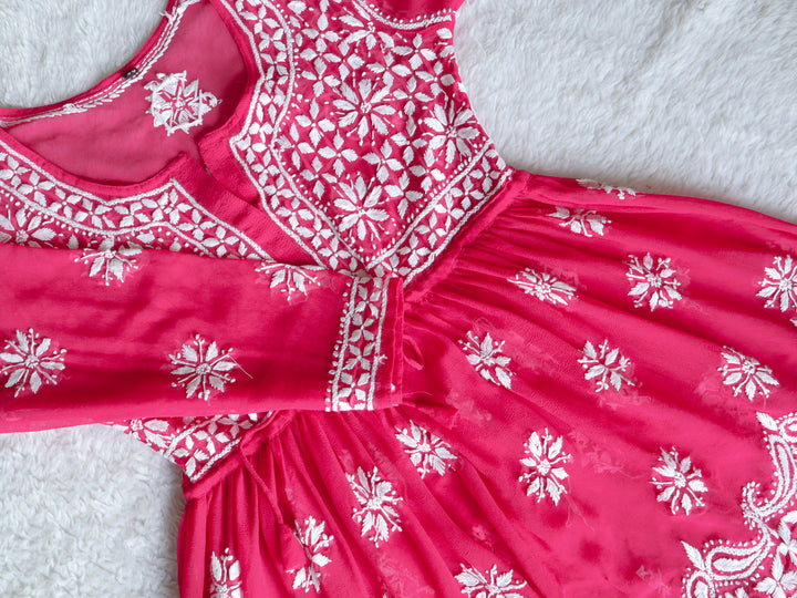 Deep Pink & White Georgette frock