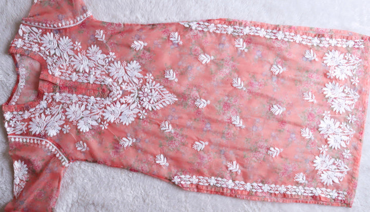 Gul Rose Pink Premium Organza Kurta