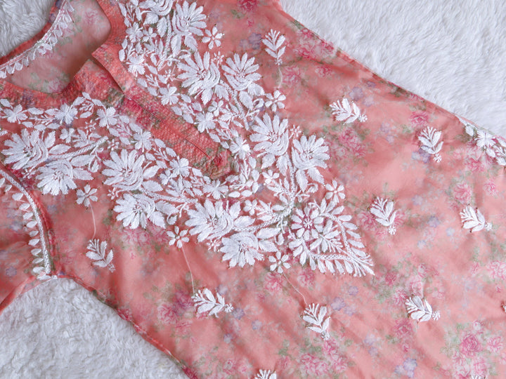 Gul Rose Pink Premium Organza Kurta