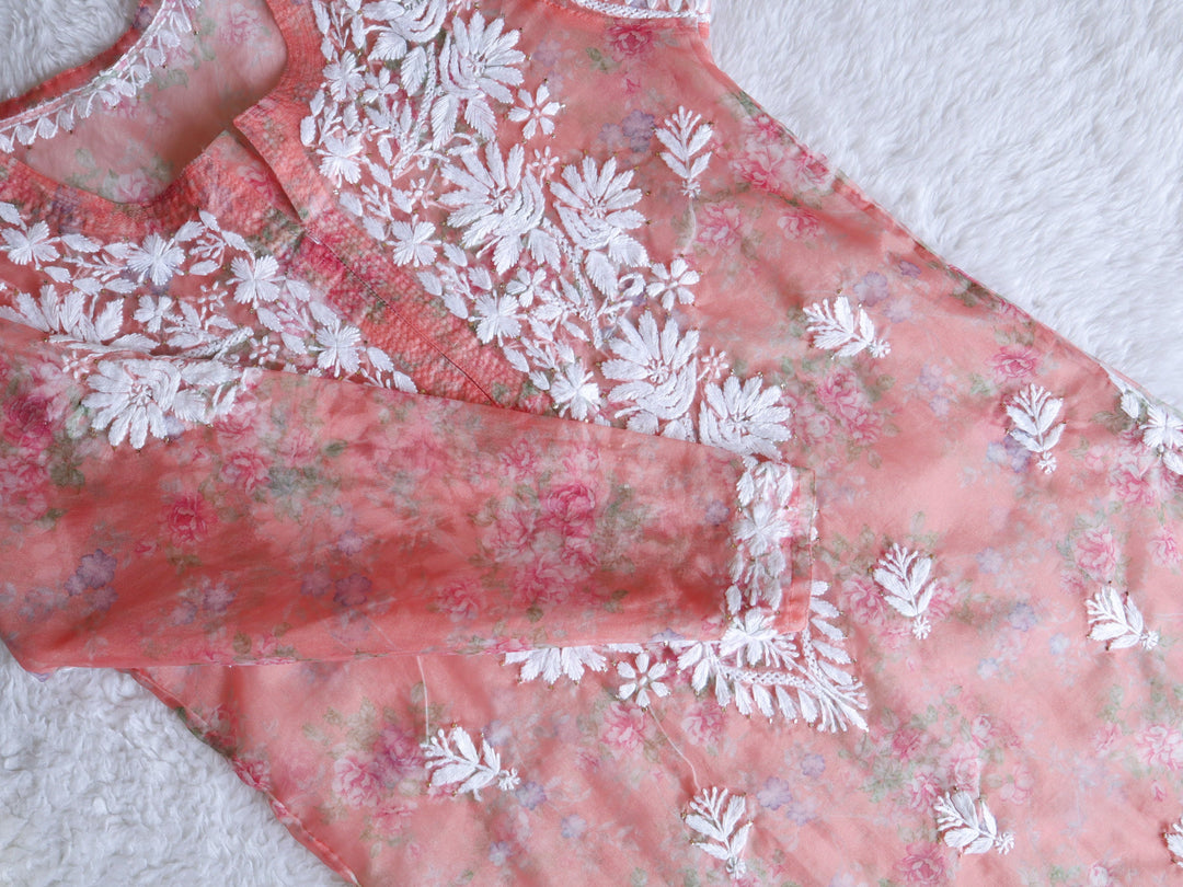 Gul Rose Pink Premium Organza Kurta