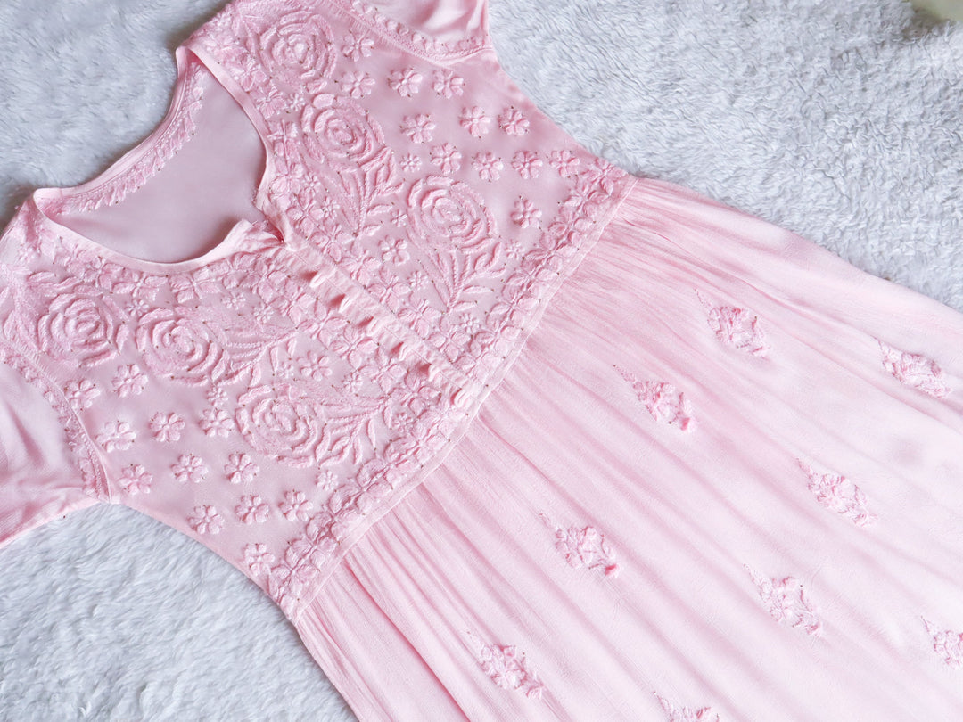 Hoor Baby Pink Pure Chiffon Dress