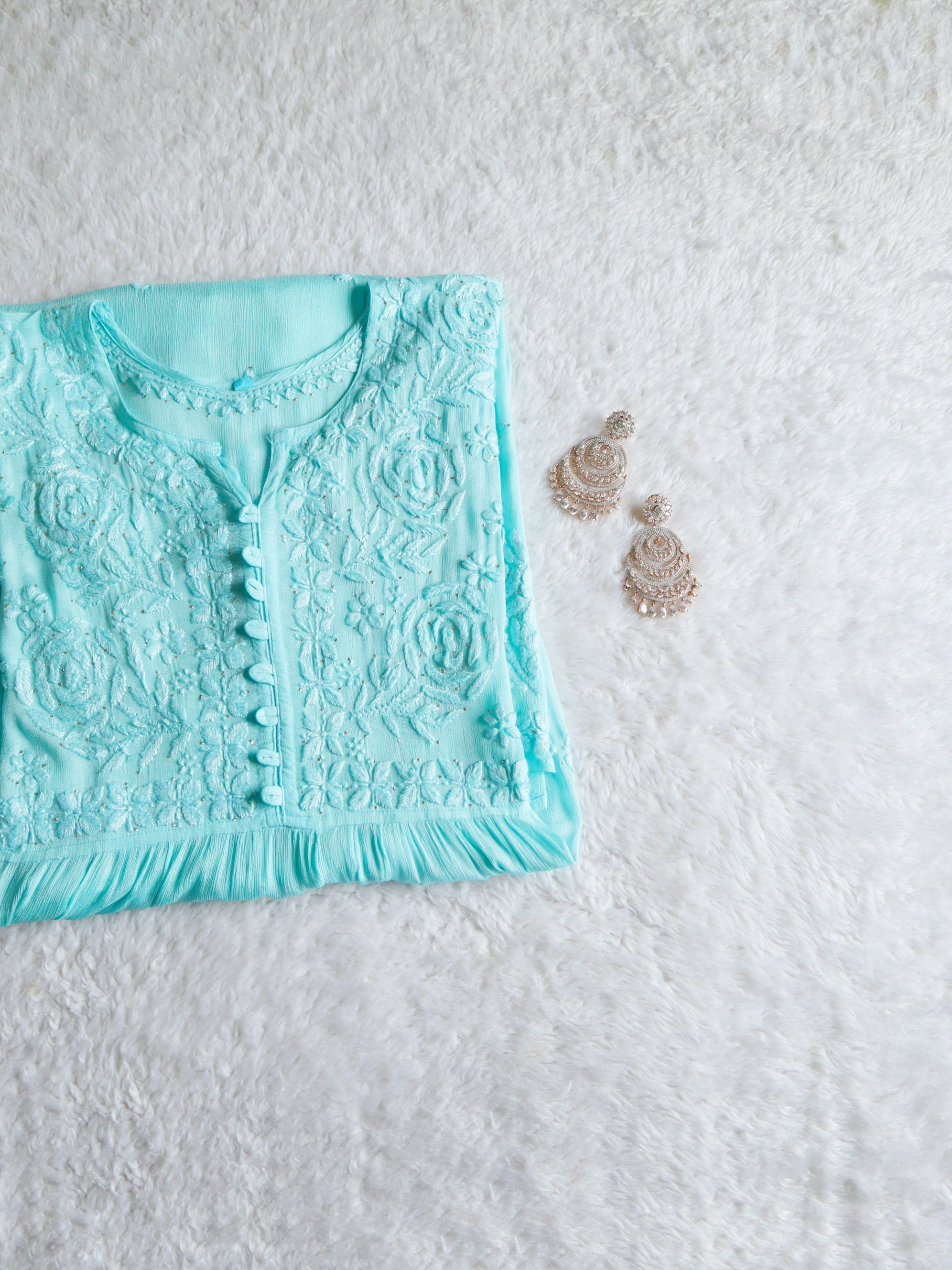 Hoor Sky Blue Pure Chiffon Dress