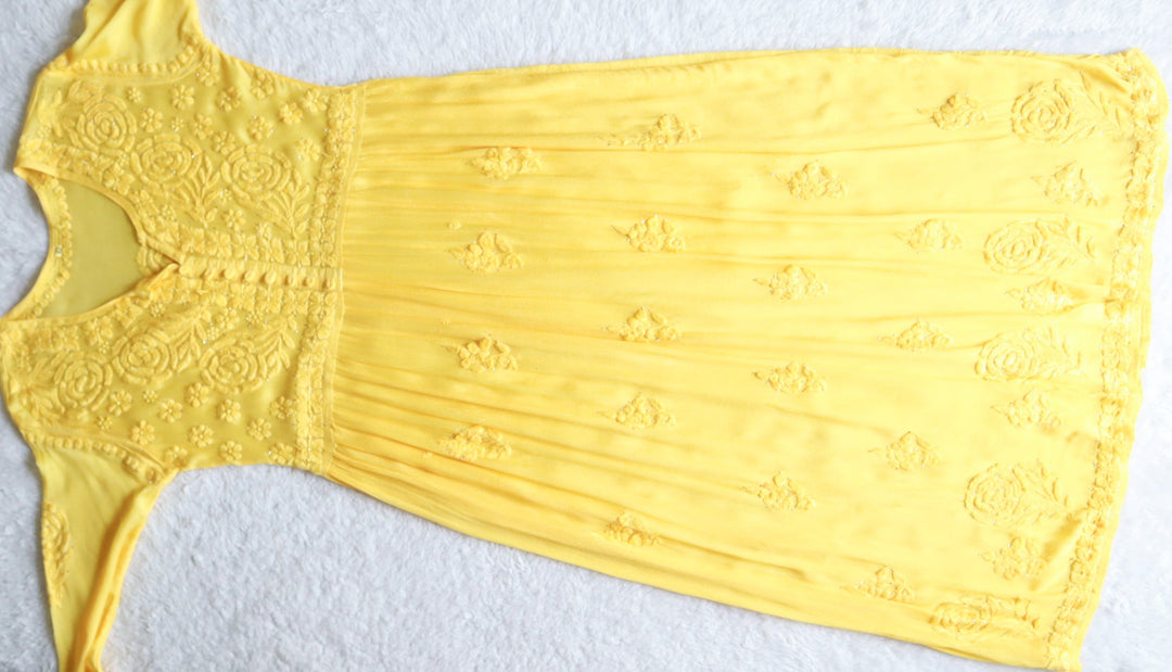 Hoor Yellow Pure Chiffon Dress
