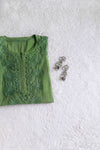Nazakat Olive Green Pure Cotton A-line Dress
