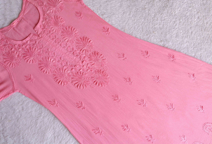 Nazakat Rose Pink Pure Cotton A-line Dress
