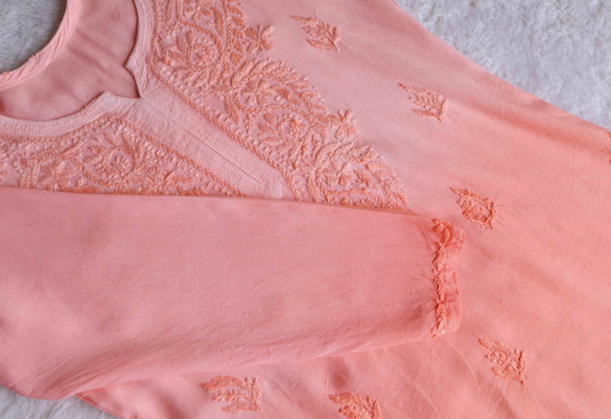 Farhaa Peach Ombre Short Rayon Kurta