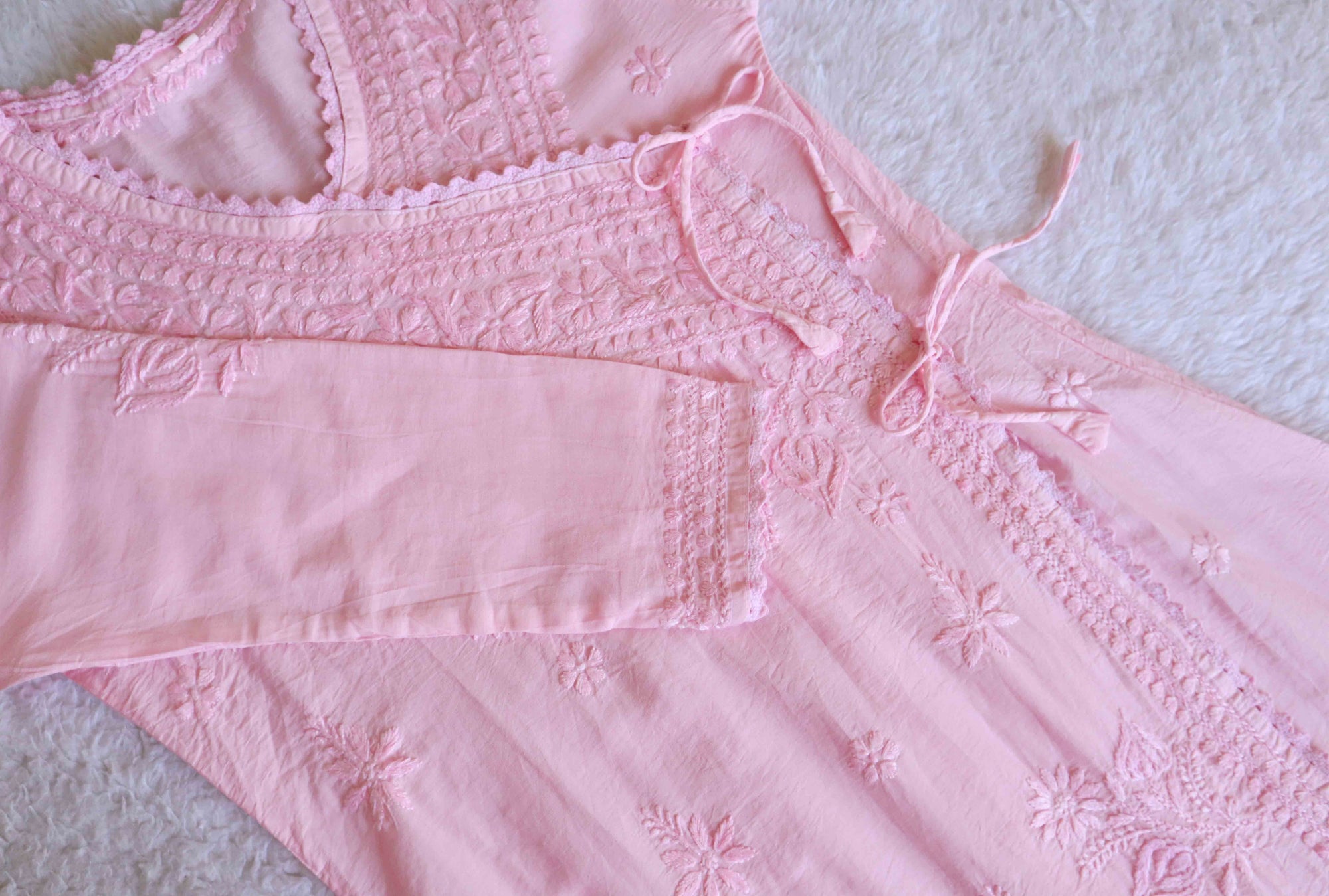 Hoor Baby Pink Pure Chanderi Long Angarakha