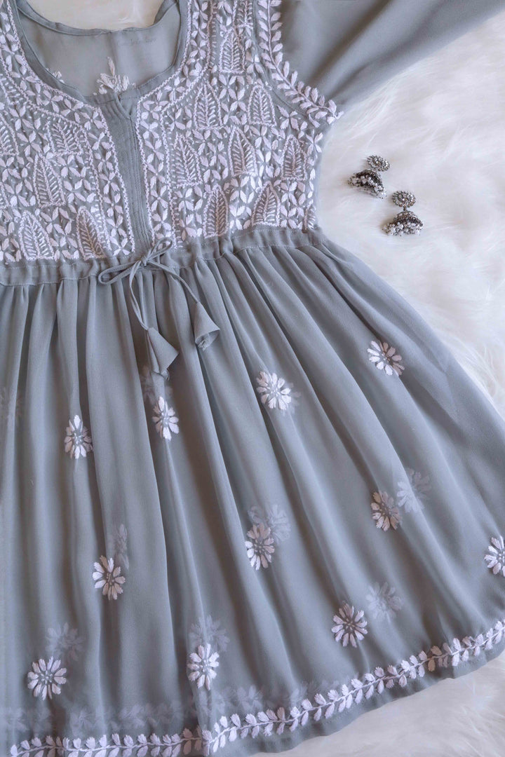 Tara Grey & White Georgette Frock