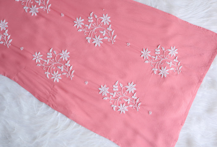 Peach & White Rayon Long Kurta