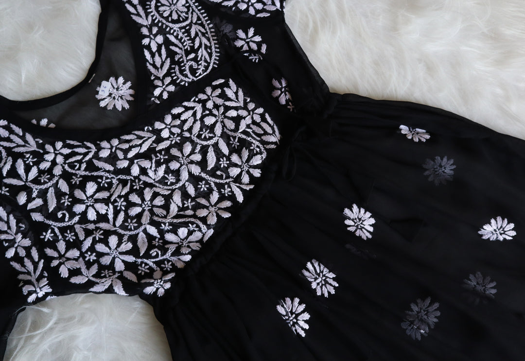 Black & White Georgette Angrakha frock