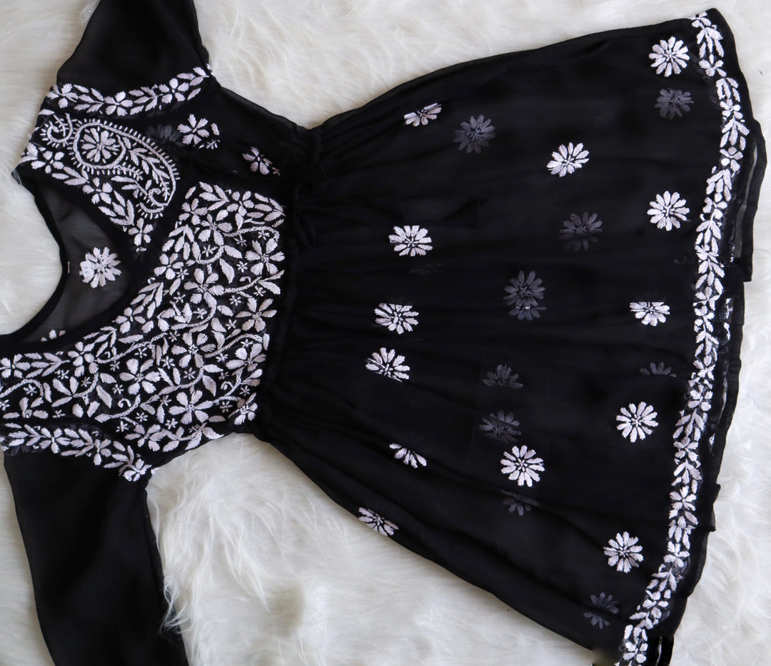 Black & White Georgette Angrakha frock