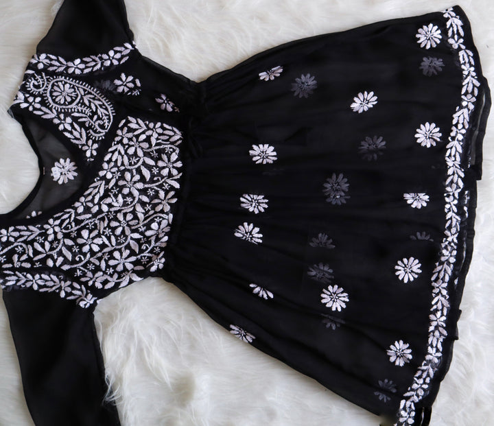 Black & White Georgette Angrakha frock