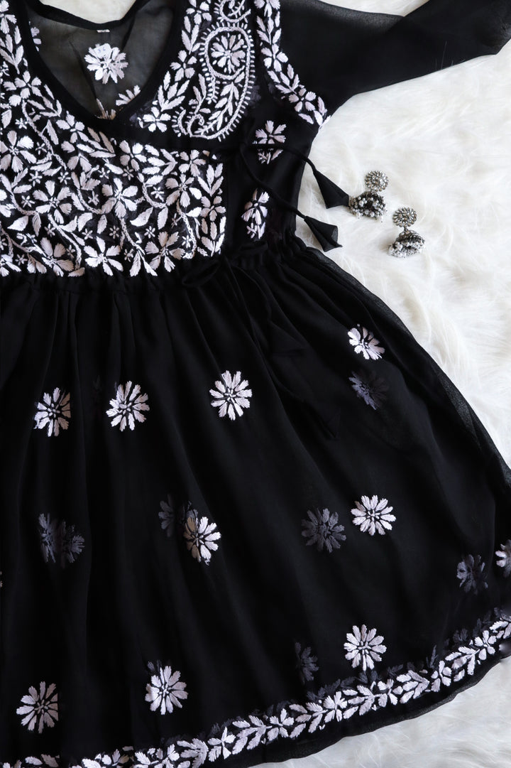 Black & White Georgette Angrakha frock