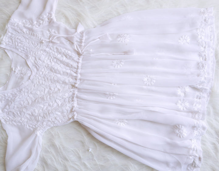 White Georgette Angrakha frock