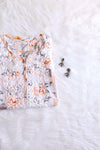Gul White &amp; Orange Floral Long MulMul kurta