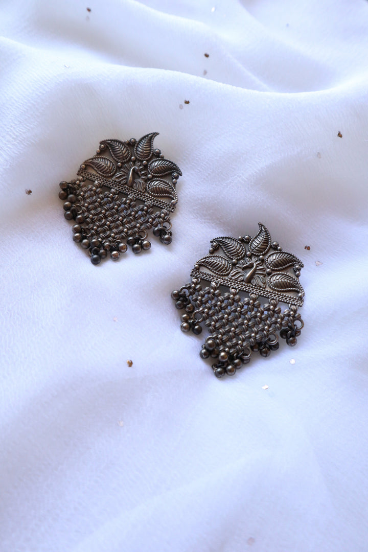 Oxidised Big Silver look alike earrings
