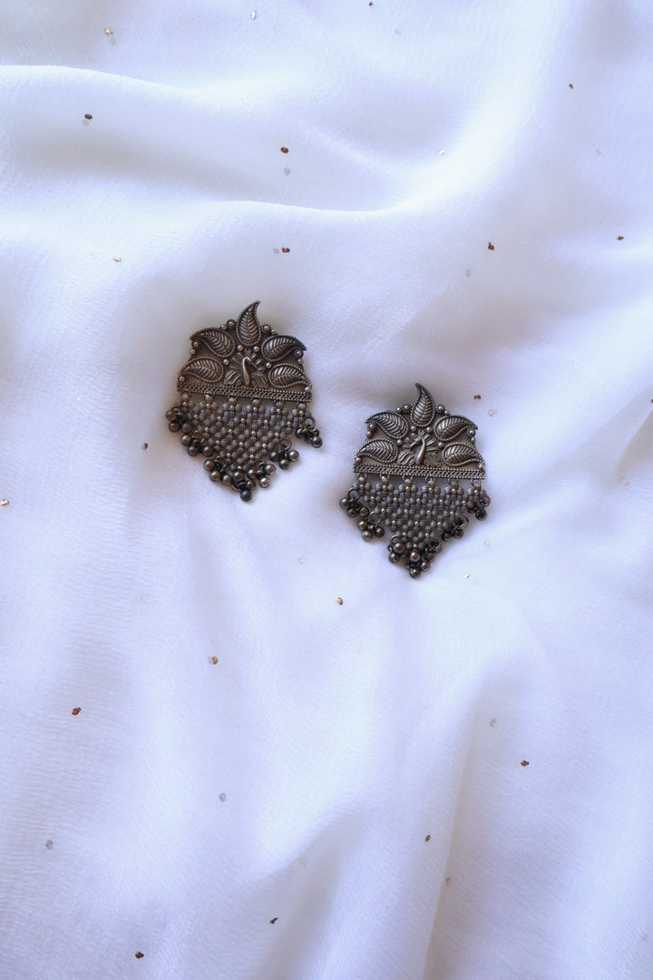 Oxidised Big Silver look alike earrings