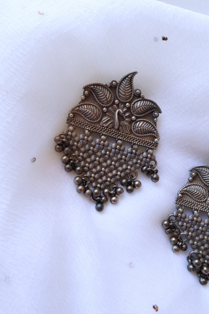 Oxidised Big Silver look alike earrings