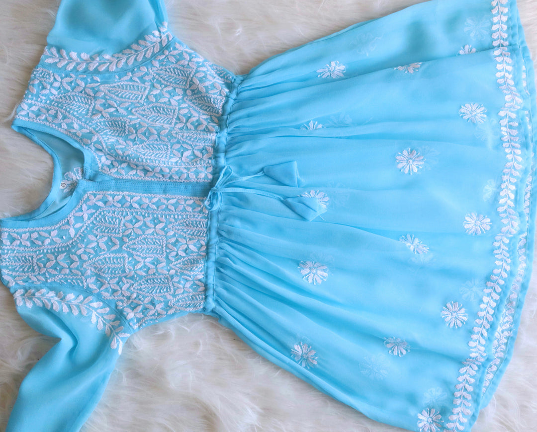 Falak Sky Blue Georgette Short Frock